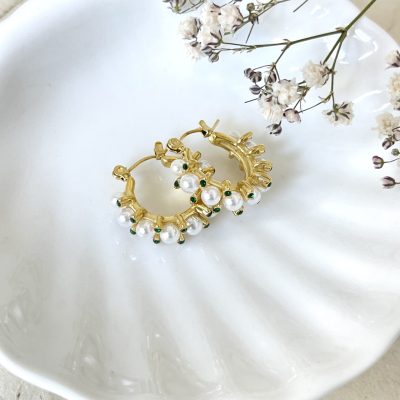 Green Pearl Hoop